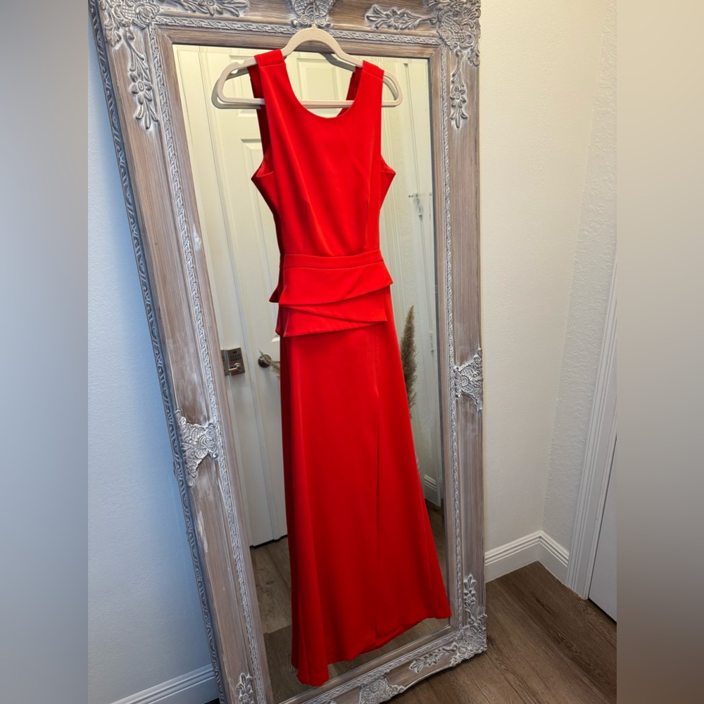 BCBGMaxAzria Open Back Watermelon Red Small Gown